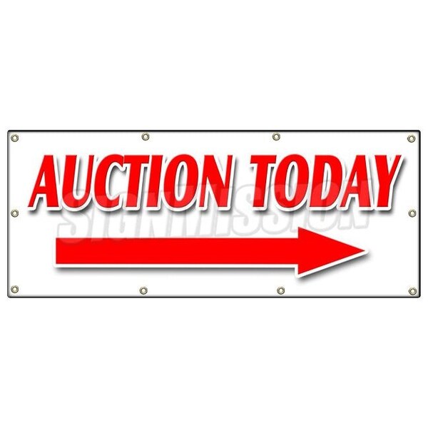 AUCTION TODAY WITH RIGHT ARROW BANNER SIGN antiques jewelry estate